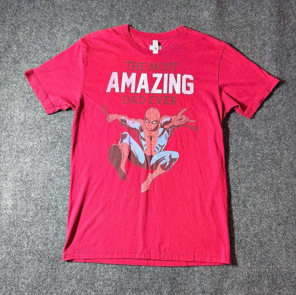 Men's Marvel Spider-Man The Most Amazing Dad Ever T-Shirt - Red - Medium